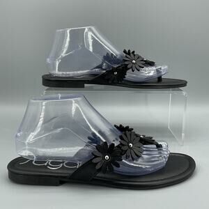 NEW Sugar Women’s Finnesse Flower Thong Sandals Black Size 8.5M